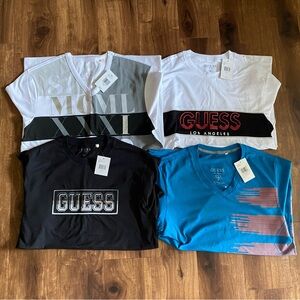 Guess Logo T-Shirts in Black, White, and Blue